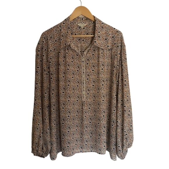Max Studio Brown Patterned Blouse - Picture 1 of 5